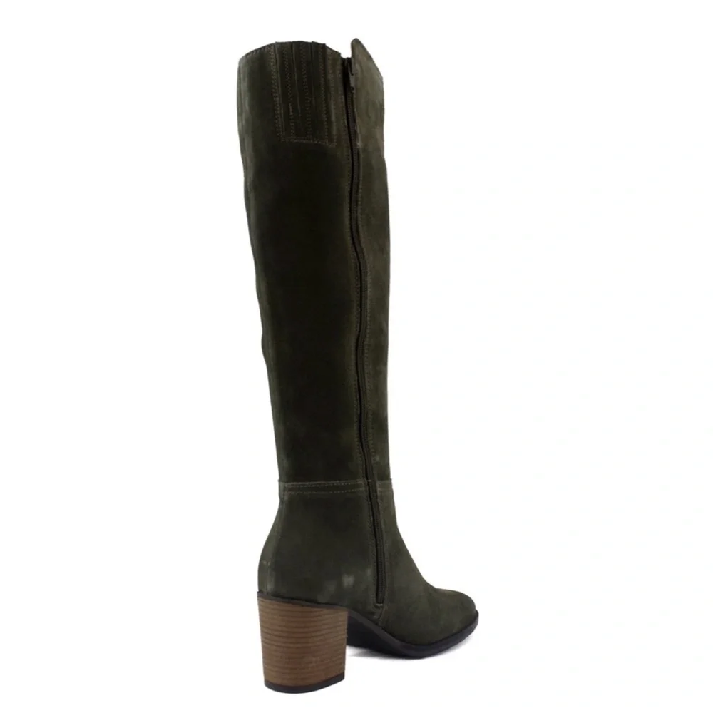 Lucky Brand Dark Green Suede Knee High Boots Size 9